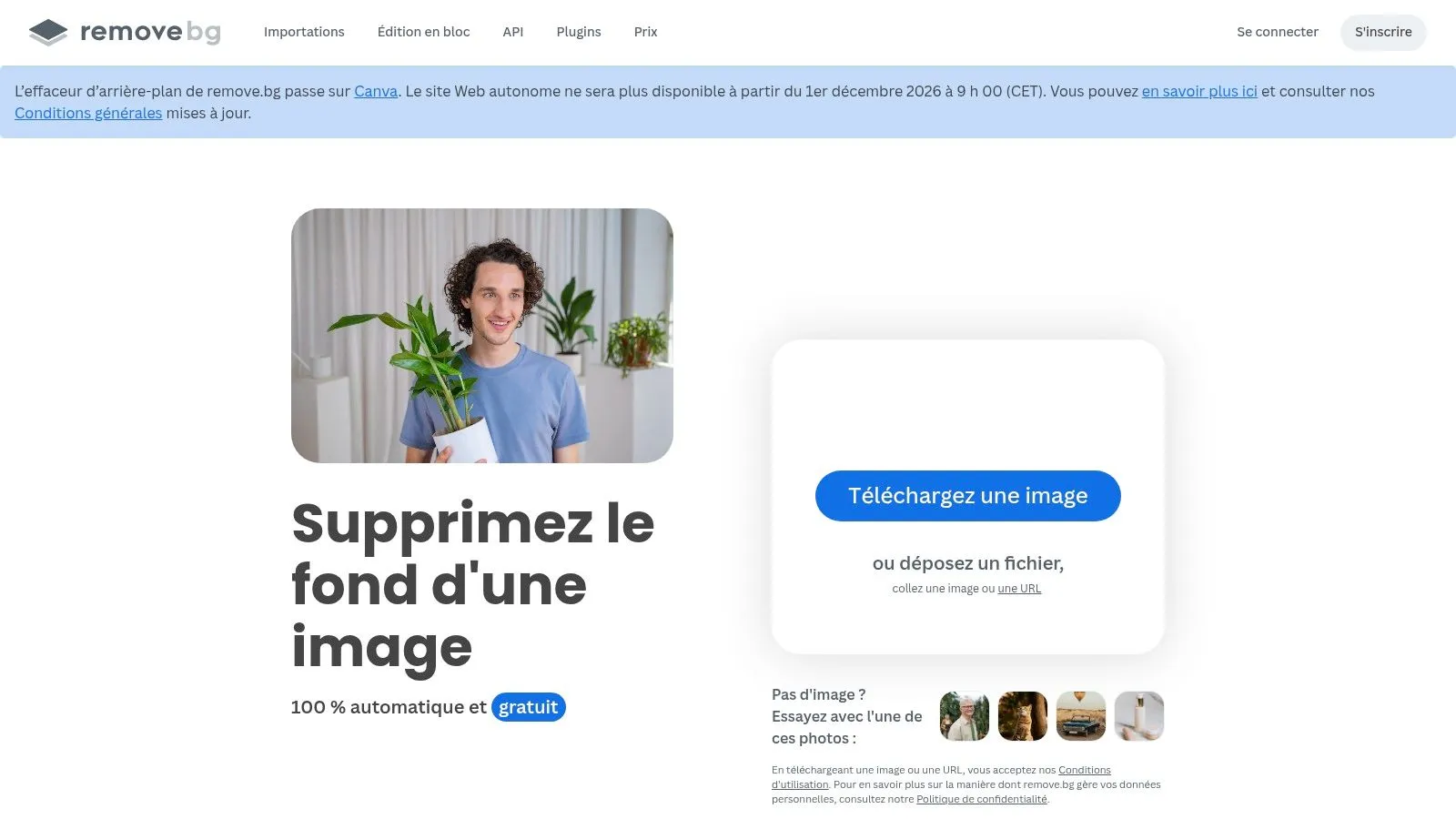 Outil de suppression d'arrière-plan de remove.bg