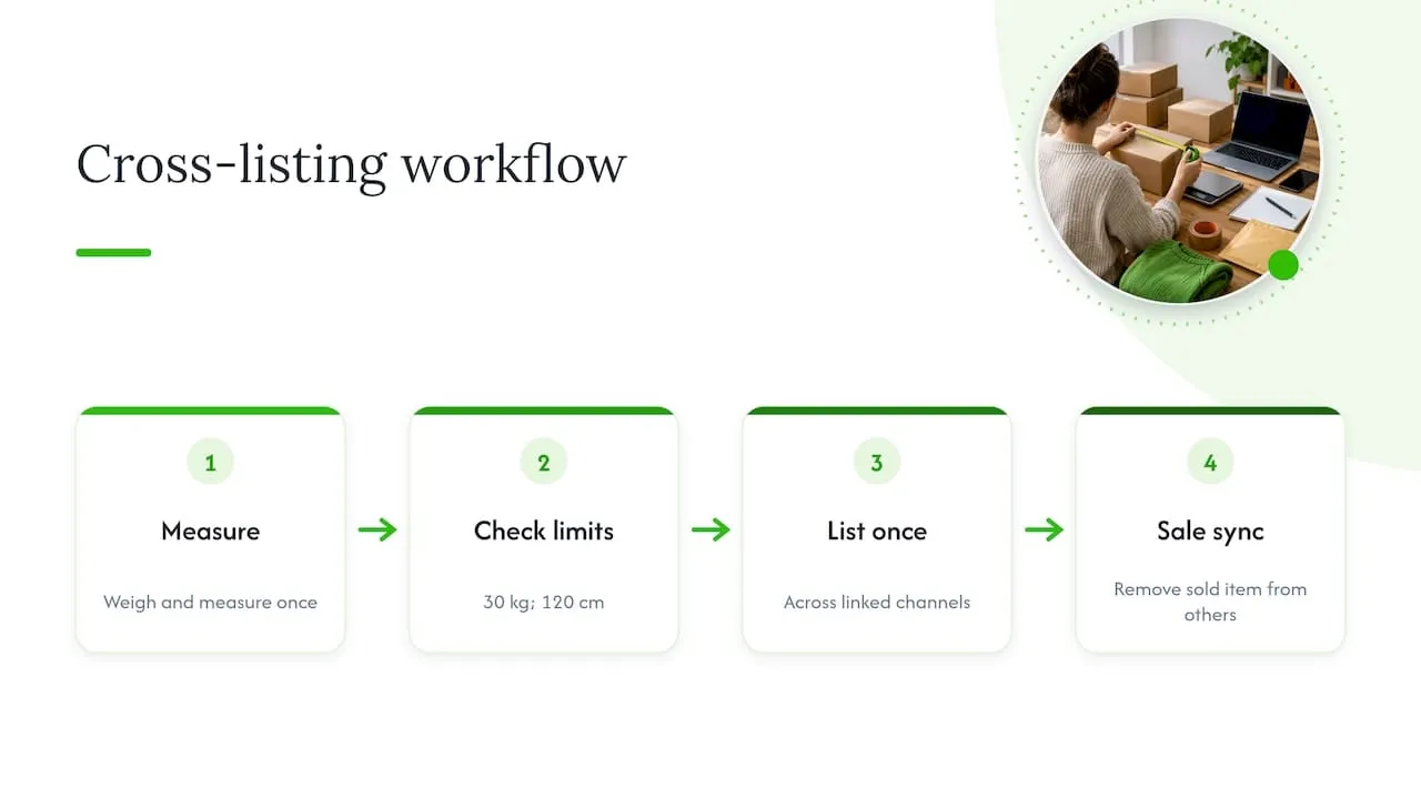 How do GSP and eIS work alongside cross-listing apps like Ruit?, overview diagram
