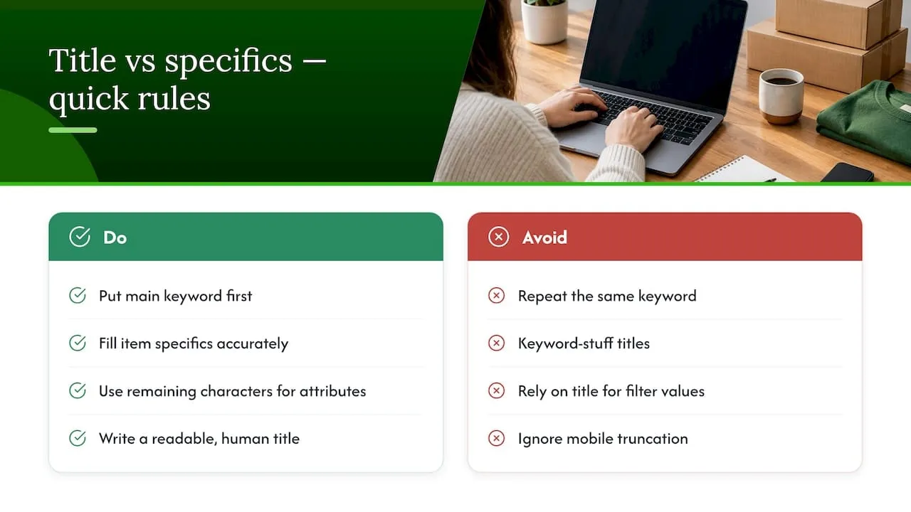 How eBay search treats titles and item specifics, overview diagram