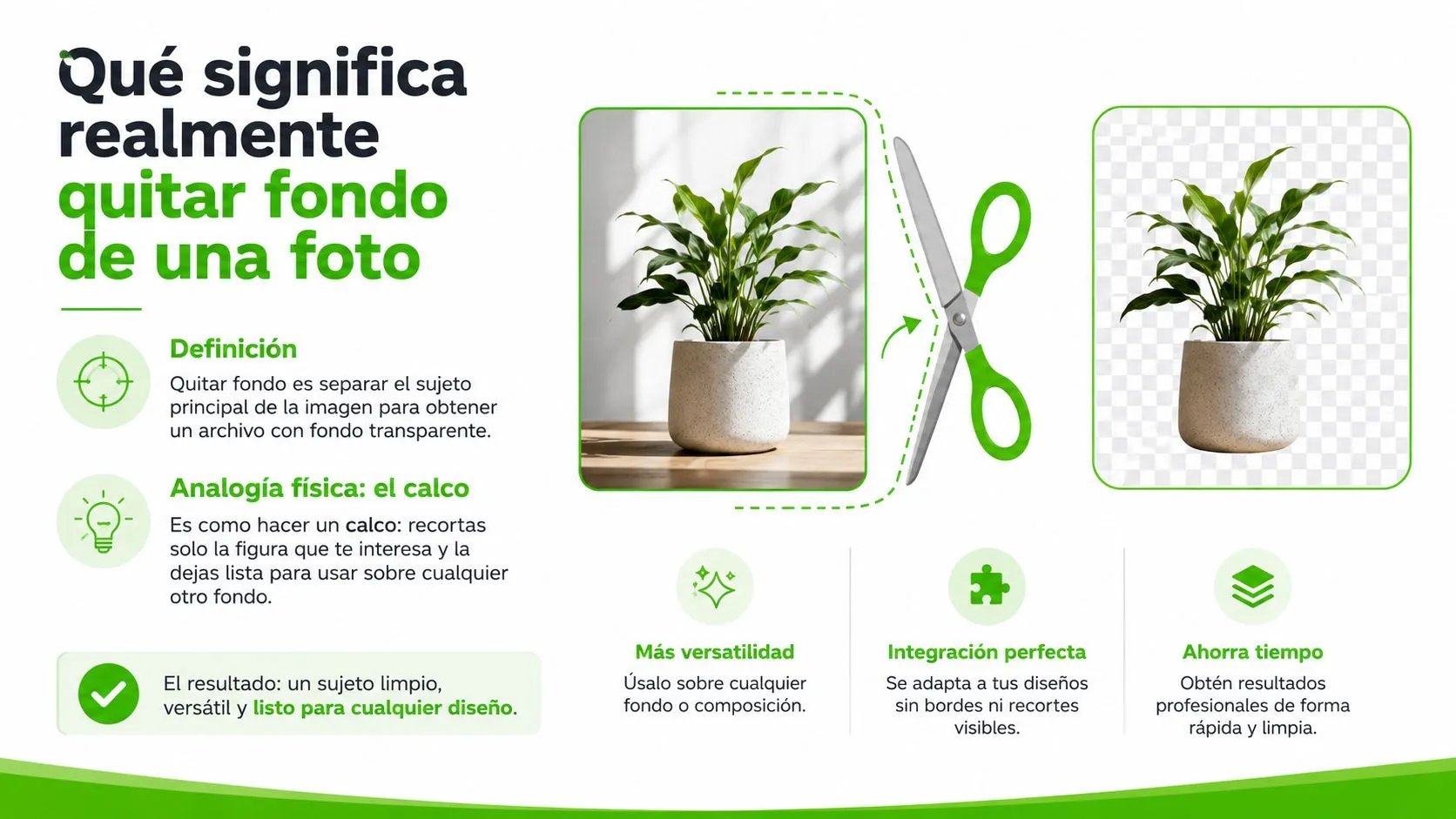 Una infografía explicativa sobre cómo quitar el fondo de una imagen para obtener resultados profesionales y versátiles.