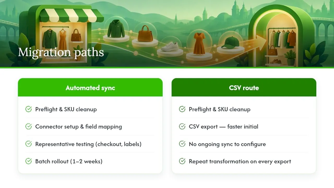 Migration phases and CSV tradeoff diagram